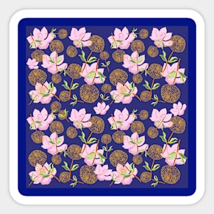 pink and yellow floral patterns Sticker